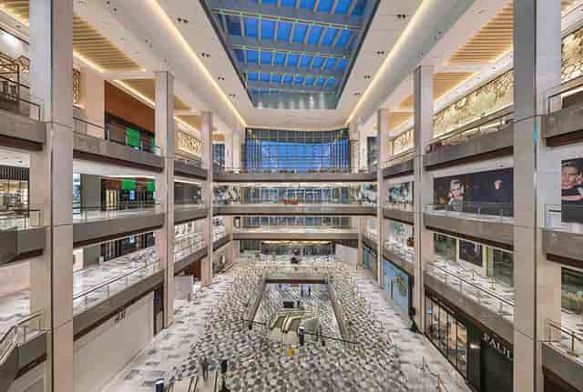 Spacious Great Room atrium in The Galleria for events, featuring high ceilings and natural light.