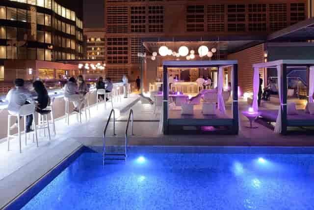 Rooftop event venue at Courtyard World Trade Center, Abu Dhabi for cocktail receptions.