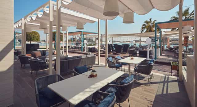 Outdoor event venue at Kamoon Terrace with stylish awnings, perfect for meetings.