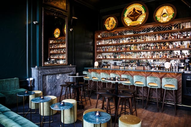 Stylish bar in The Flying Dutchman, ideal for networking events and cocktail receptions.