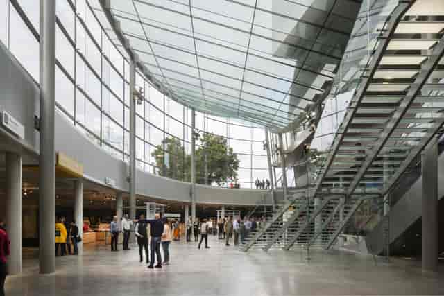 Modern entrance hall in Van Gogh Museum, ideal for conferences and exhibitions.
