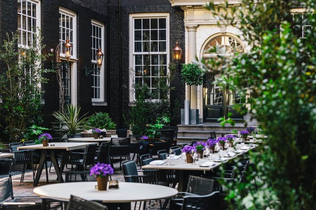 Elegant outdoor dining venue at The Dylan Amsterdam, perfect for events and receptions.
