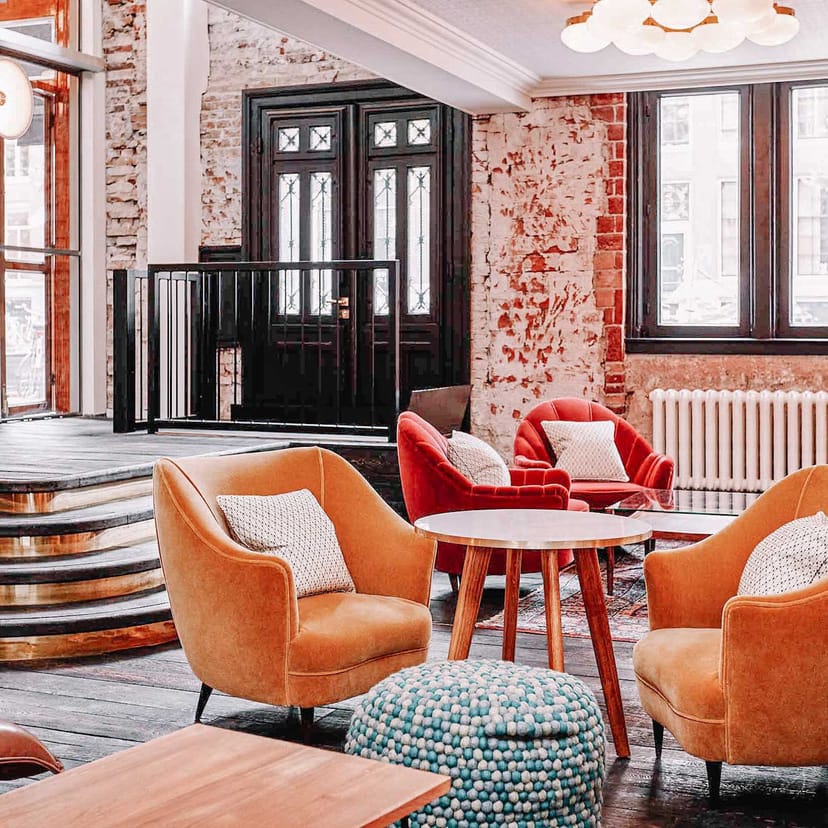 Stylish meeting space in The Hoxton, Amsterdam for creative gatherings and brainstorming.