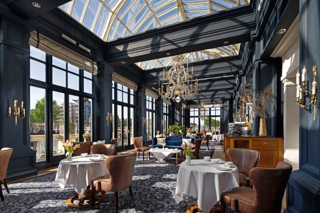 Elegant conference center in Amstel Hotel, bright space for upscale meetings and events.