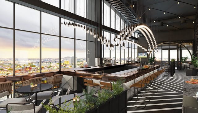 Modern rooftop venue at Courtyard Hotel Waterfall City, perfect for networking events.