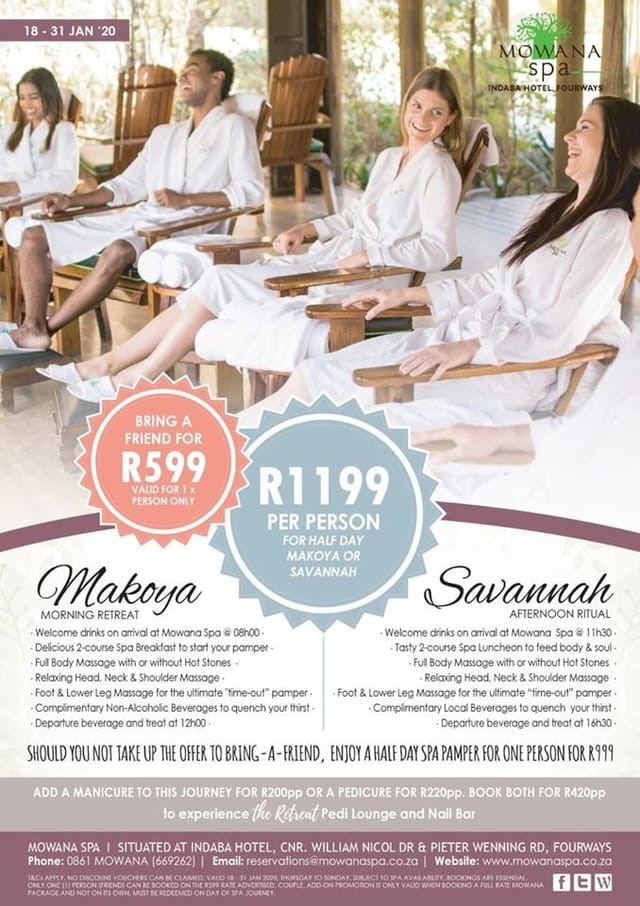 Serene Indaba Hotel spa setting for wellness events and corporate retreats.