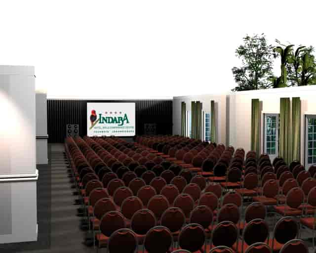 Conference room at Indaba Hotel with comfortable seating for engaging events.
