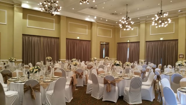 Elegant banquet hall in Indaba Hotel, perfect for weddings and formal events.