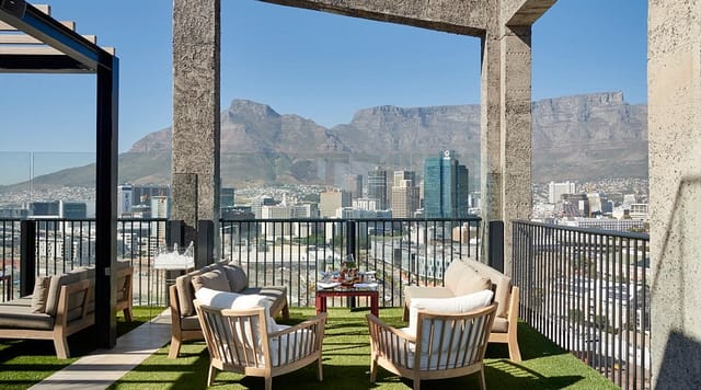 Elegant rooftop venue at The Silo Hotel with city skyline views for upscale events.