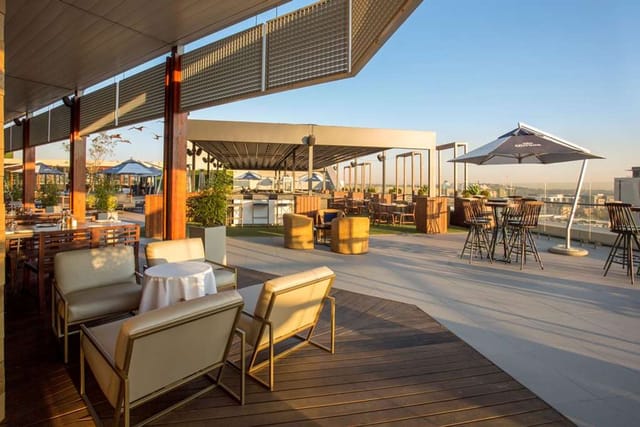 Stylish rooftop venue Opal at The Maslow Time Square for upscale events and gatherings.