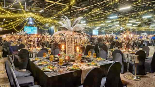 Elegant banquet hall at Red Roman Shed, perfect for gala or corporate events.