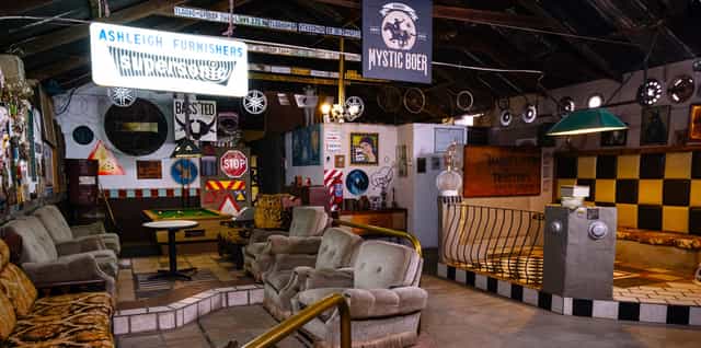 Chapel in Tweefontein Melkery: vintage event space with cozy seating for gatherings.