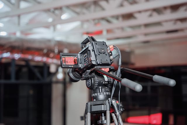 High-quality camera on tripod for event live-streaming at The Tryst.