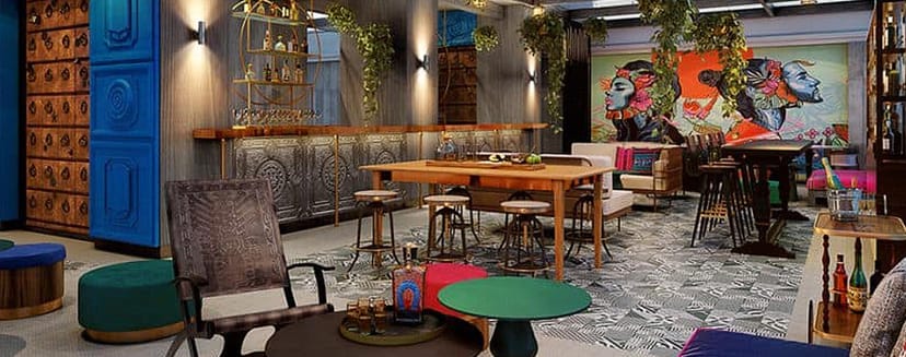Stylish meeting space with artistic decor for networking events at The Social House.