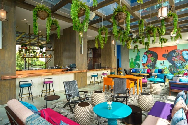 Vibrant lounge at The Social House, ideal for networking and creative meetings.