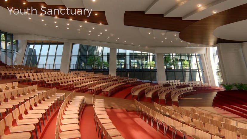 Modern auditorium in Karura Community Chapel, ideal for conferences and events.