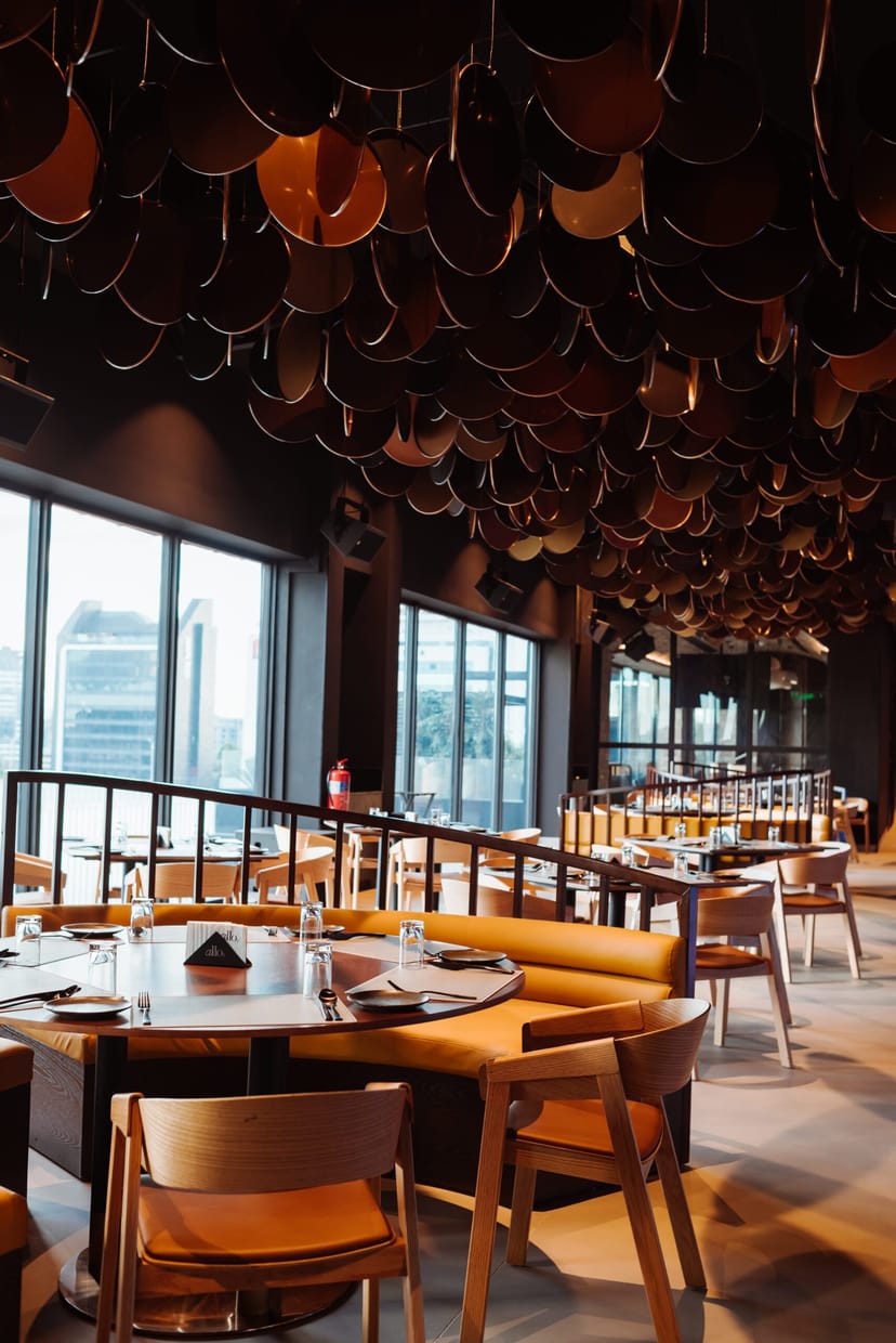 Modern restaurant with unique design for expat events and networking gatherings.