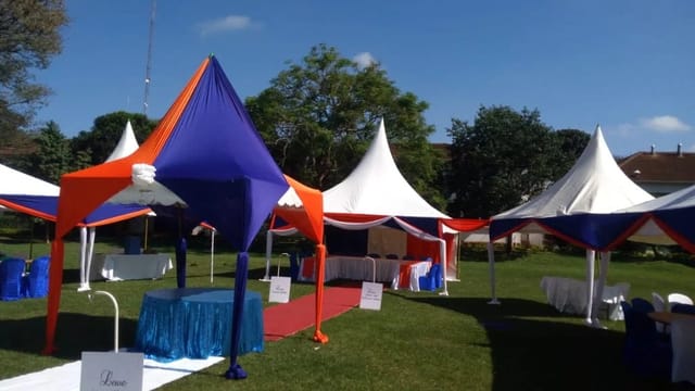 KARLO Ground outdoor event setup with colorful tents for networking and exhibitions.