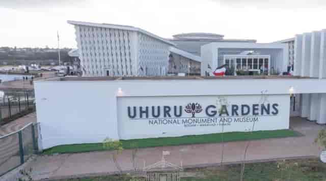 Uhuru Gardens Entrance with modern architecture, ideal for weddings and events.