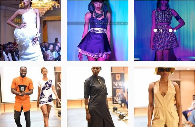 "Networking area with vibrant runway fashion at Nairobi Fashion Week for collaborations."