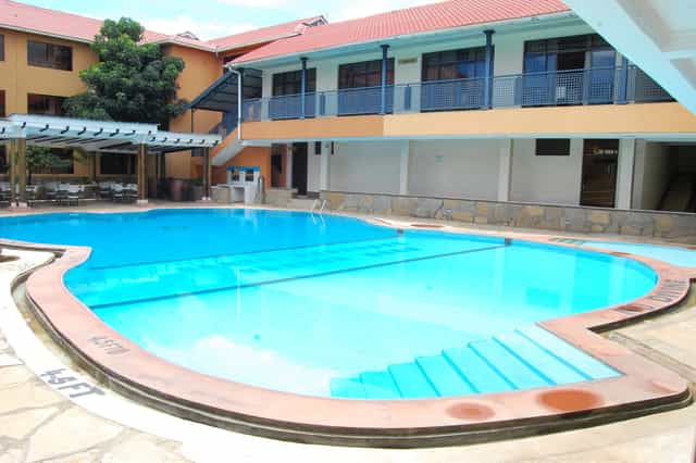 Lake Nakuru Flamingo Resort pool area ideal for outdoor events and networking.
