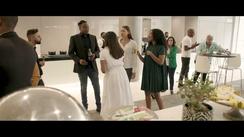 "Vibrant networking event at Media Hub, showcasing stylish decor and engaging interactions."