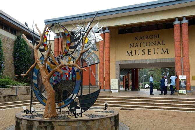 Nairobi National Museum entrance with sculpture, ideal for events and exhibitions.