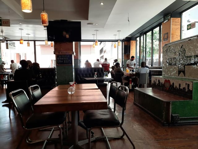 Lively Bannister Hotel event space with urban decor, perfect for networking and gatherings.
