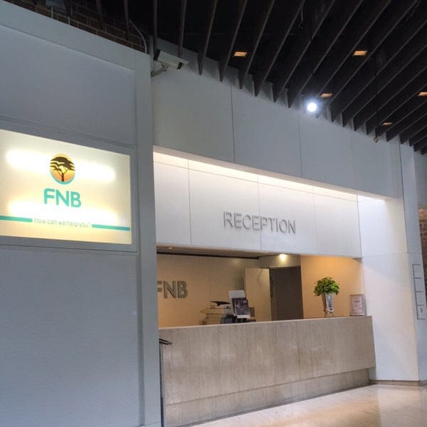 Modern reception area at FNB Conference Centre for meetings and events.