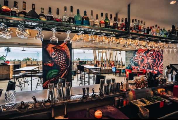 Bullseye Bar in Nairobi: modern event space with artistic murals for social gatherings.