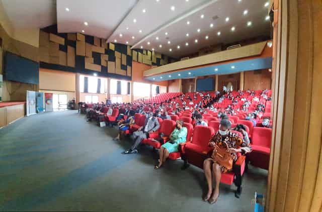 Taifa Hall at University of Nairobi, vibrant auditorium setup for conferences and seminars.