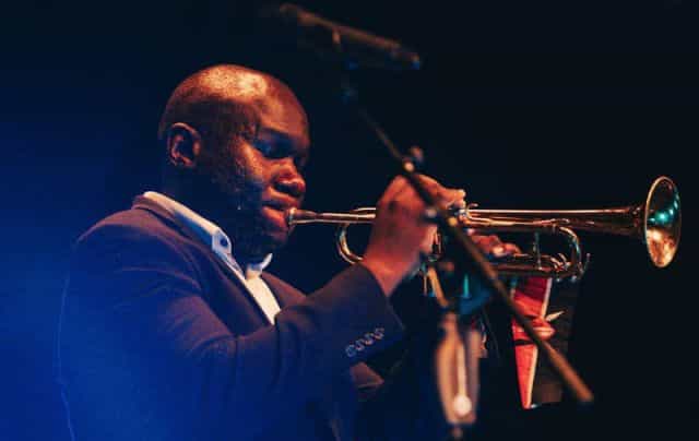 Musician playing trumpet at Nairobi International Jazz Festival live event