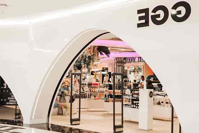 Modern Queenspark Court venue with sleek white architecture for pop-up events.
