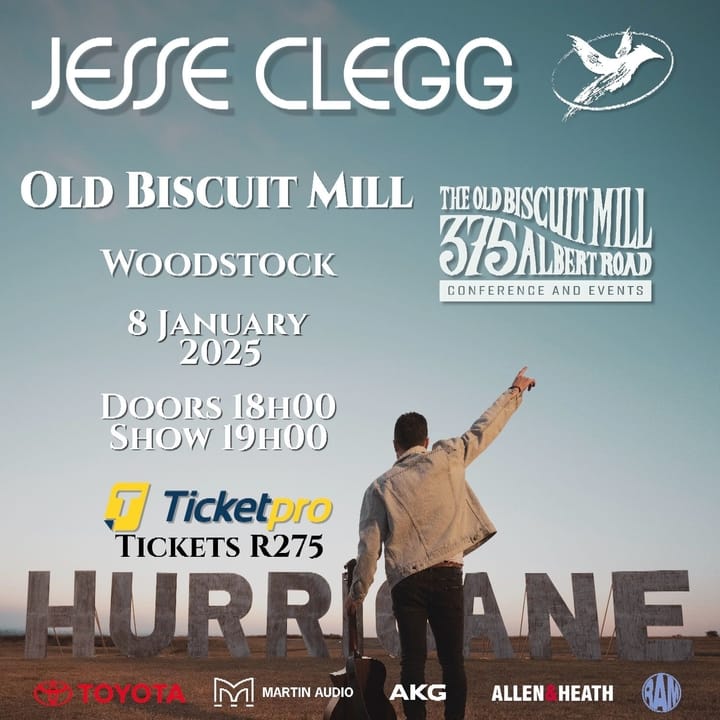 Event promotion at The Old Biscuit Mill, Woodstock, for January 8, 2025 performance.