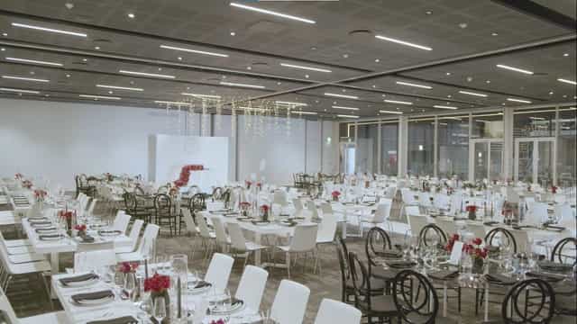 The Grand Hall at Hazendal Wine Estate, elegantly set for formal events and celebrations.