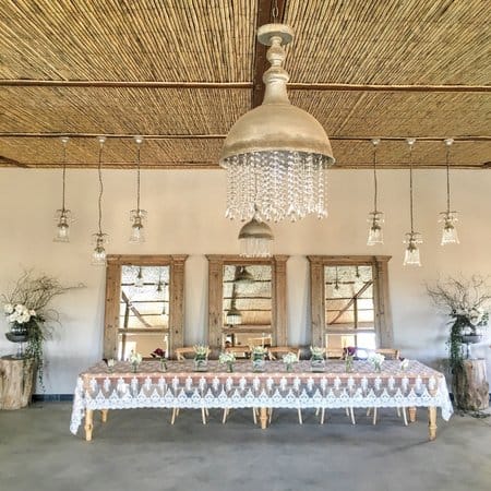Buffet hall in Cradle Valley with elegant centerpieces for weddings and corporate events.