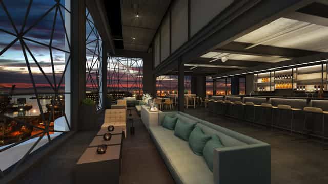 Sleek event space at Level 6 Restaurant, ideal for upscale gatherings and meetings.