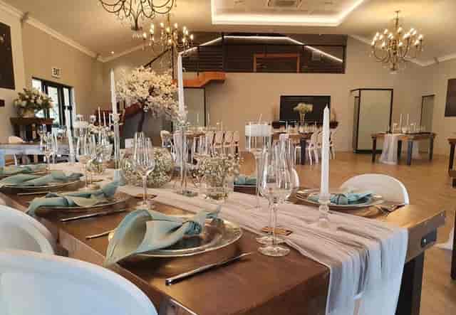 Elegant banquet setup in Eikenhof Estate for upscale weddings and corporate events.