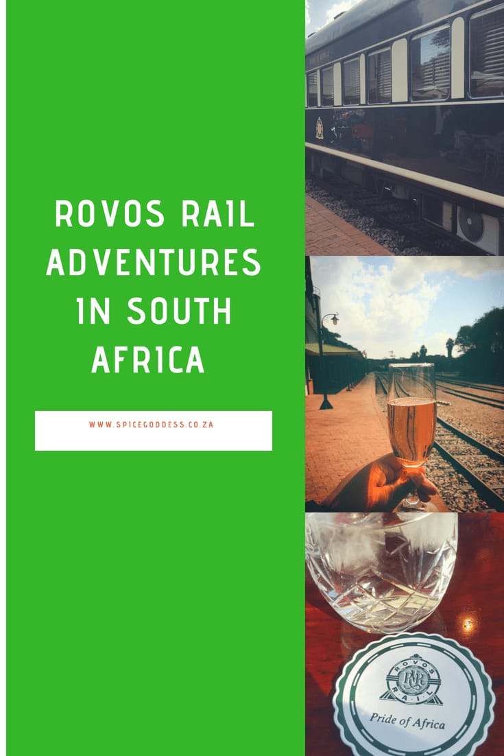 Rovos Rail promotional graphic showcasing luxury train travel in South Africa.