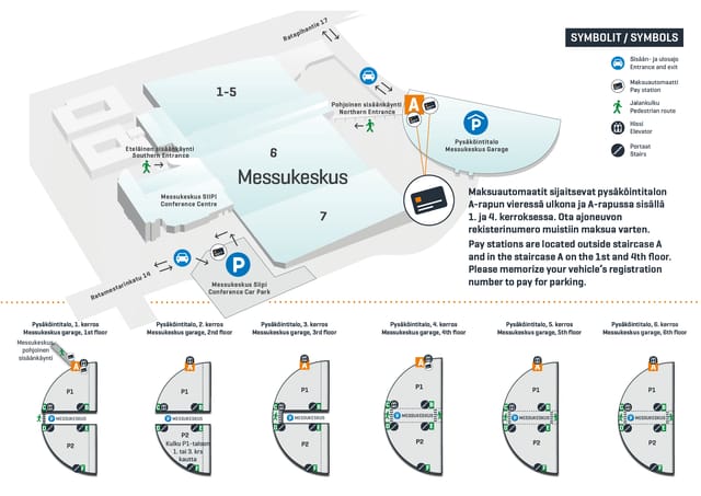 Northern Entrance floor plan of Messukeskus for exhibitions and events navigation.