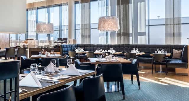 Business center in Hilton Helsinki Airport, stylish layout for corporate events and receptions.