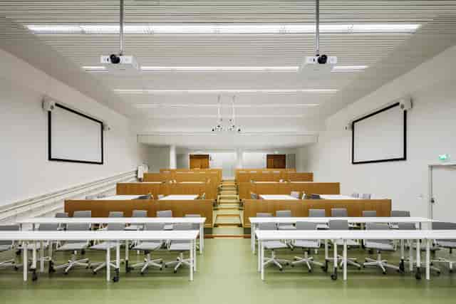 PWC Hall, Aalto University: versatile meeting space for workshops and presentations.