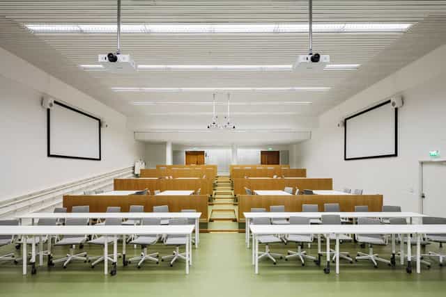 PWC Hall, Aalto University: versatile meeting space for workshops and presentations.