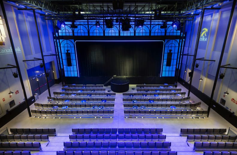 Teatro Principe Pio event space with theater seating for corporate meetings and performances.
