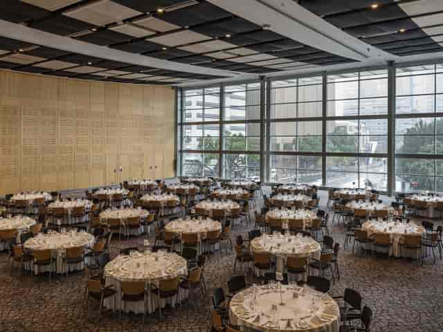 Elegant Full Ballroom in CTICC, ideal for corporate events and galas with natural lighting.
