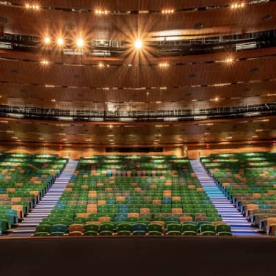 Cape Town Convention Centre auditorium with tiered seating, ideal for conferences and presentations.