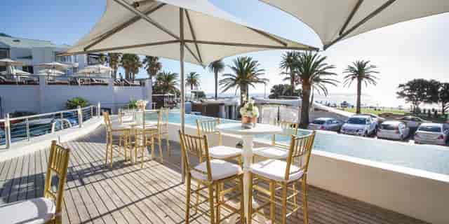 Tides Celebration Deck at The Bay Hotel: elegant outdoor space for corporate receptions or brunch.