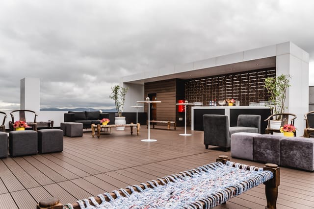Stylish outdoor terrace at Lookout Venue for corporate events and gatherings.