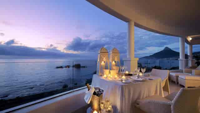 Outdoor dining setup at Atlantic Marquee, luxury venue for exclusive events and gatherings.