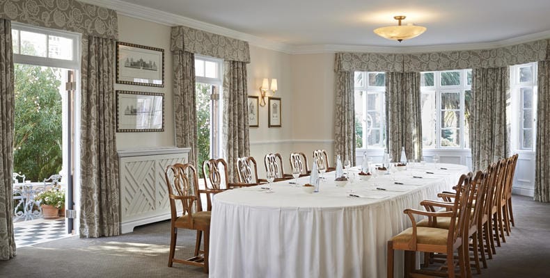 Green Park Room at Belmond Mount Nelson, elegant meeting space for business gatherings.